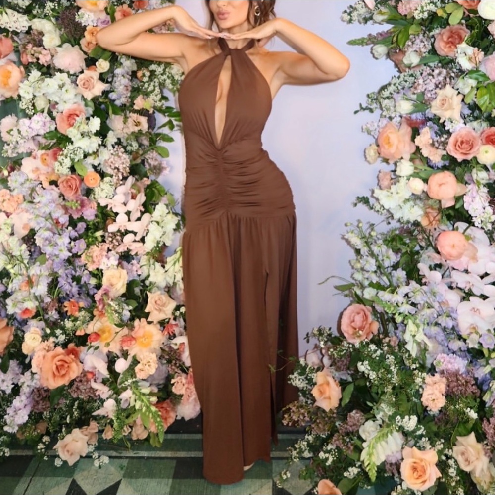 Brown Halter Dress